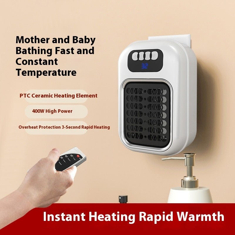 Wall Mounted Portable Small Electric Heater With Remote Control, Adjustable Silent Thermostat Suitable For Winter Home Offices Bathroom - GBTech