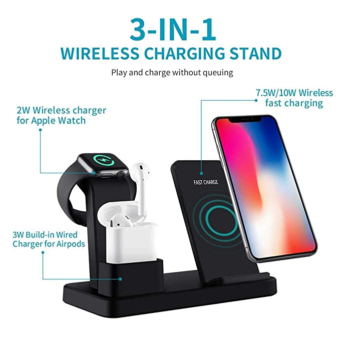 3 - IN - 1 Wireless Charger iPhone, Airpods & iWatch (Stand) - GBTech