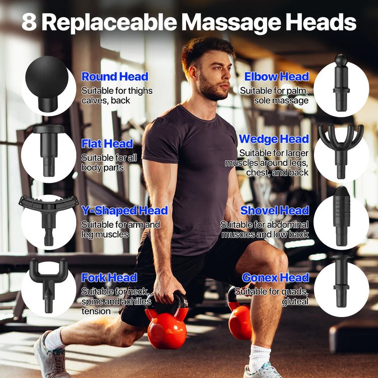 Massage gun,Deep Tissue Massager Gun ,Percussion Massager for Pain Relief with 8 Massage Heads &99 Speeds - GBTech