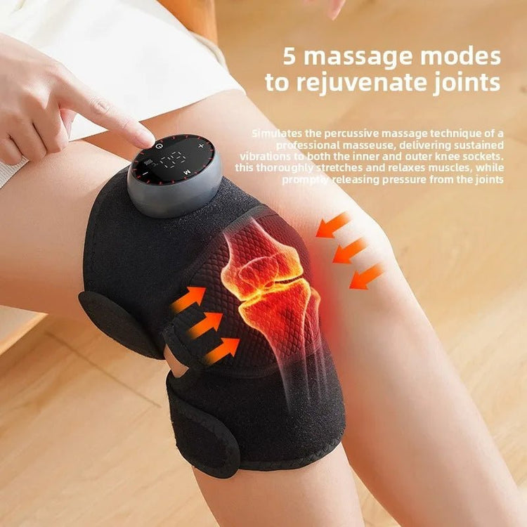 Rechargeable Heated Knee Massager with 3D Adjustable Wrap 5 Heat Levels and Vibration Modes for Arthritis Pain Relief Joint - GBTech