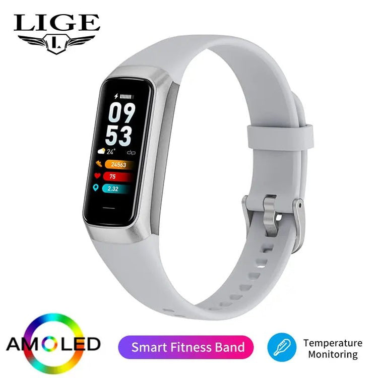 LIGE Amoled Smart Watch Men 2023 Smart Band Women Heart Rate Blood Smartwartch Waterproof Smart Bracelet Sport Fitness Tracker - GBTech