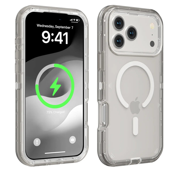Magsafe Defender Multi-Layer Heavy Duty Shockproof Case for iPhone 17 Pro Max, 16, 15, 14, 13 - Magnetic Transparent Protective Cover