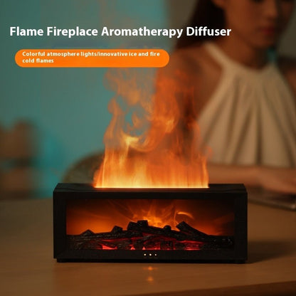 New Flame Aromatherapy Machine Colorful Essential Oil Diffuser Home Large Fog Volume Flame Humidifier 3D Flame Fireplace Machine - GBTech