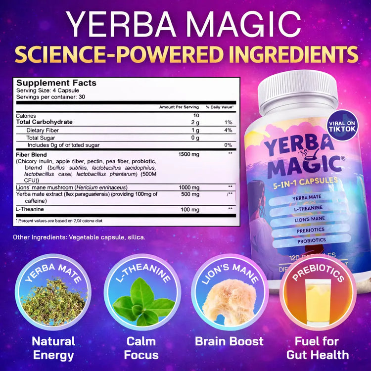 Yerba Magic 2 Pack Bundle: Variety Pack & 5-In-1 Capsules | Yerba Mate, Lion&