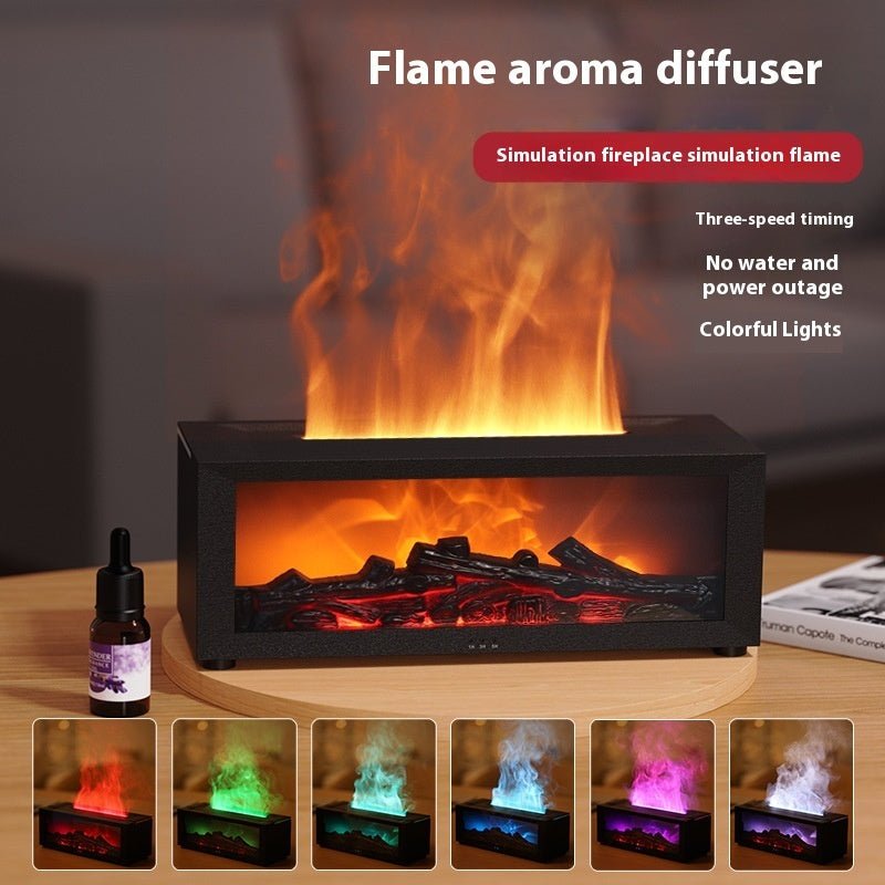 New Flame Aromatherapy Machine Colorful Essential Oil Diffuser Home Large Fog Volume Flame Humidifier 3D Flame Fireplace Machine - GBTech