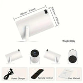 Mini Portable Projector Wifi 6 BT 5.2 Upgraded Full HD Supported for Phone PC TV HDMI PS5 Laptop Home Theater 180° Rotation Built-In App White