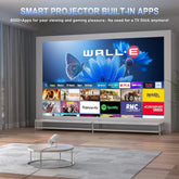 Mini Portable Projector Wifi 6 BT 5.2 Upgraded Full HD Supported for Phone PC TV HDMI PS5 Laptop Home Theater 180° Rotation Built-In App White