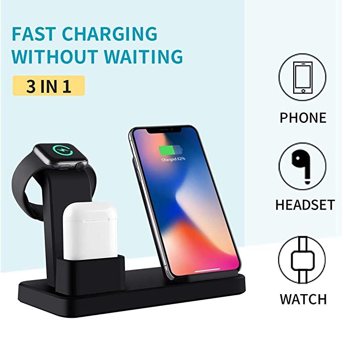 3 - IN - 1 Wireless Charger iPhone, Airpods &amp; iWatch (Stand) - GBTech