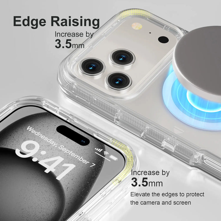 Magsafe Defender Multi-Layer Heavy Duty Shockproof Case for iPhone 17 Pro Max, 16, 15, 14, 13 - Magnetic Transparent Protective Cover