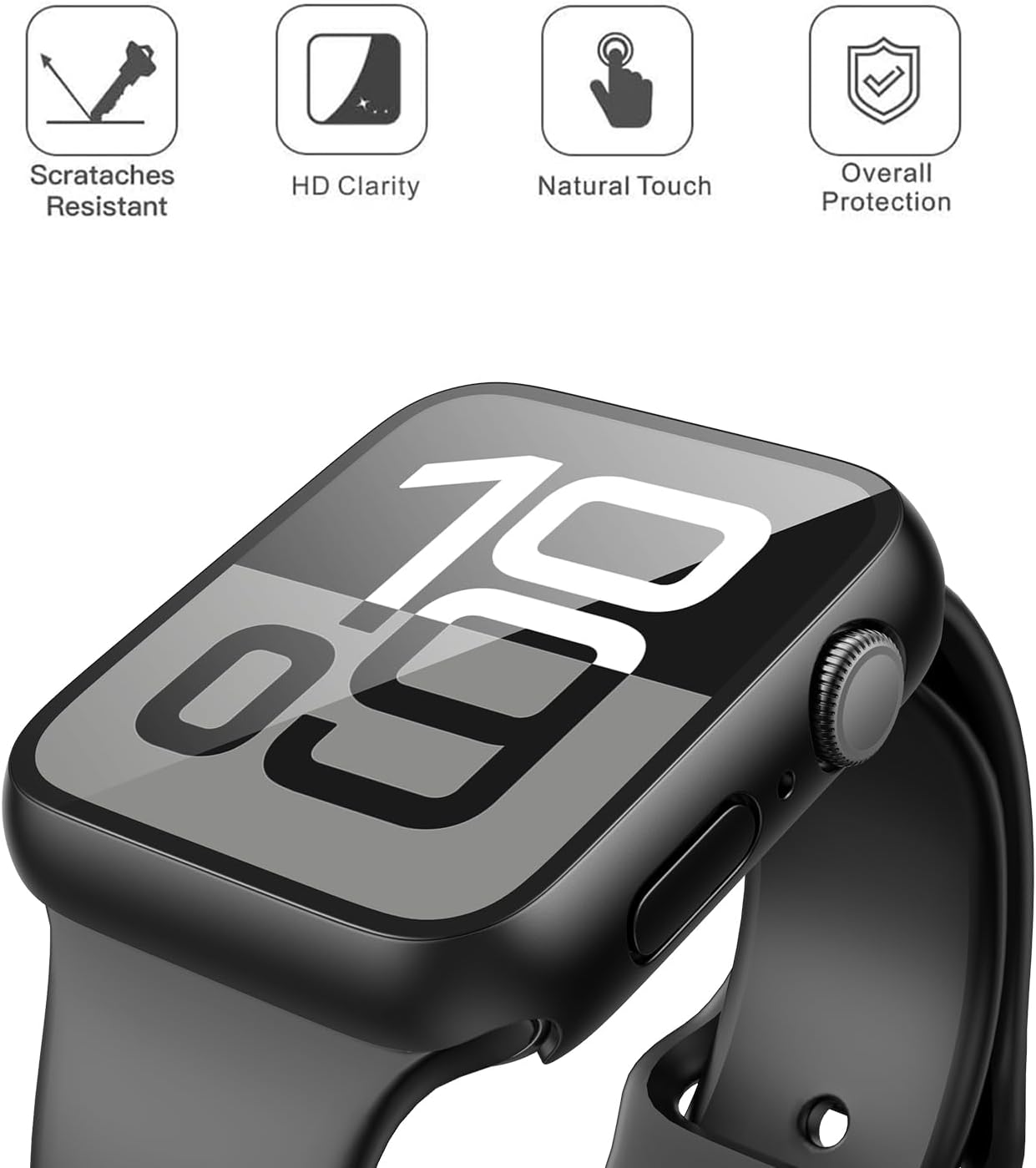 Ultimate 2 Pack Tempered Glass Case for Apple Watch Series 11 & 10 - Premium Black Screen Protector Cover for 46mm iWatch