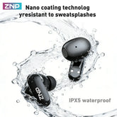 ZNP N03 TWS Bluetooth Earbuds, Bluetooth 6.0, LED Smart Touch Control, Lightweight In-Ear Design, IPX5 Waterproof, Suitable for Gaming, Office Work, Sports, Studying, and Voice Calls, Built-In Microphone