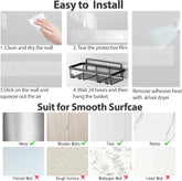 Caddy Shower Storage 5-Piece Set Self-Adhesive Stainless Steel Shelf No Drilling Required Rust-Resistant Pink Bathroom Decor Accessories for Shampoo & Body Wash