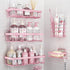 2026 Petit Bits Pink 5-Pack Rust-Proof Waterproof Shower Caddy Storage Rack with Toothbrush Soap Holder Durable Stainless Steel No Drilling Easy Installation Large Capacity Minimalist Design Bathroom Accessories Set Hollow