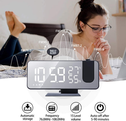 LED Projection Digital Alarm Clock Phone Charger - GBTech