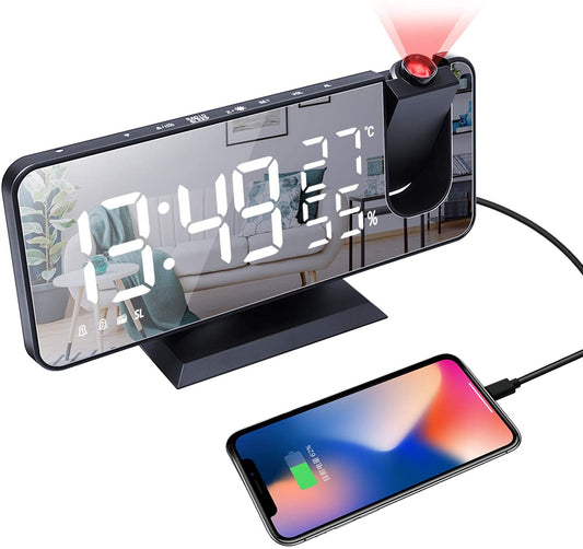 LED Projection Digital Alarm Clock Phone Charger - GBTech