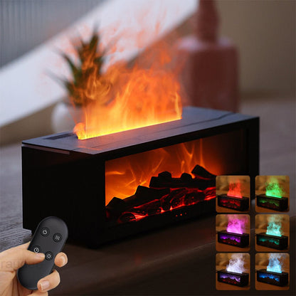 New Flame Aromatherapy Machine Colorful Essential Oil Diffuser Home Large Fog Volume Flame Humidifier 3D Flame Fireplace Machine - GBTech