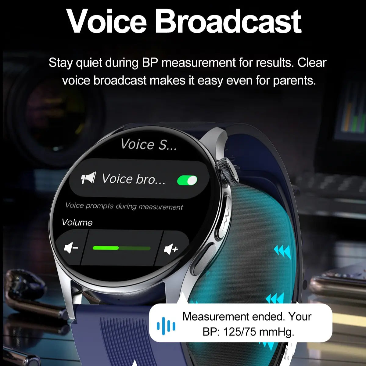 Health Smartwatch with Air-Pump Accurate Blood Pressure & ECG Monitoring, Voice Broadcast, Heart Health Tracking, Stress & Fatigue Alerts, 24/7 Sleep Analysis, Elegant round Dial for Daily Wear, Office, Travel & Wellness Care, for Men & Women