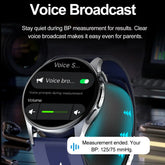 Health Smartwatch with Air-Pump Accurate Blood Pressure & ECG Monitoring, Voice Broadcast, Heart Health Tracking, Stress & Fatigue Alerts, 24/7 Sleep Analysis, Elegant round Dial for Daily Wear, Office, Travel & Wellness Care, for Men & Women