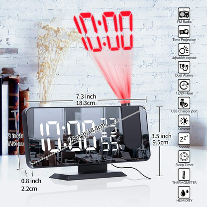 LED Projection Digital Alarm Clock Phone Charger - GBTech