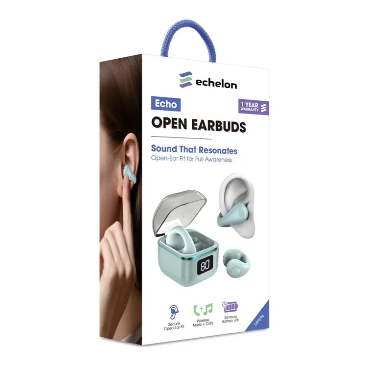 Echelon Echo Open Earbuds - Sound That Resonates Open-Ear Fit for Full Awareness, Secure Open Ear Fit, Music & Calls, 1 Year Warranty