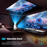 Mini Portable Projector Wifi 6 BT 5.2 Upgraded Full HD Supported for Phone PC TV HDMI PS5 Laptop Home Theater 180° Rotation Built-In App White