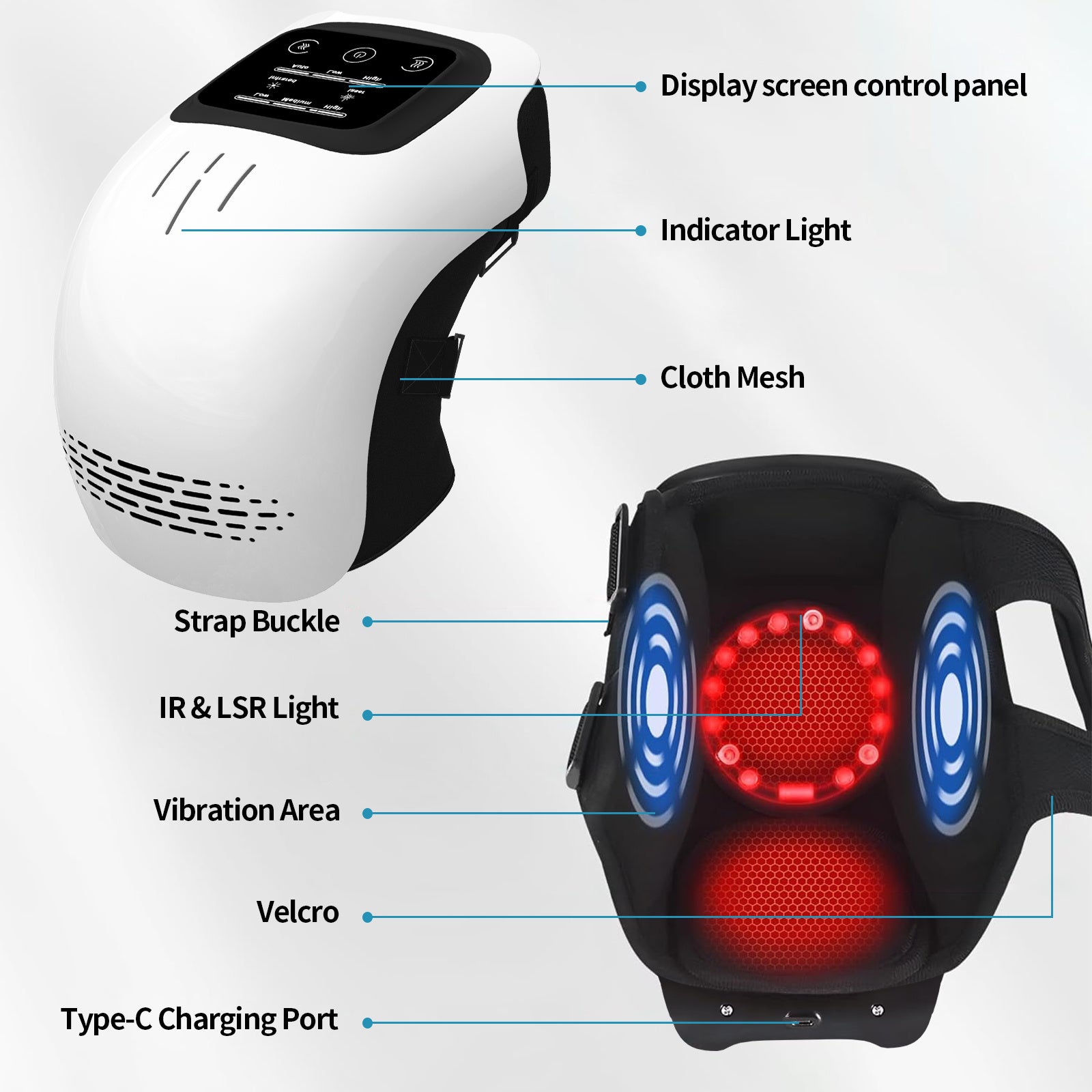 Intelligent Home Use Electric Intelligent Kneading Heating Knee Massager Rechargeable Pain Relief Infrared Laser Vibration Knee Massager - GBTech