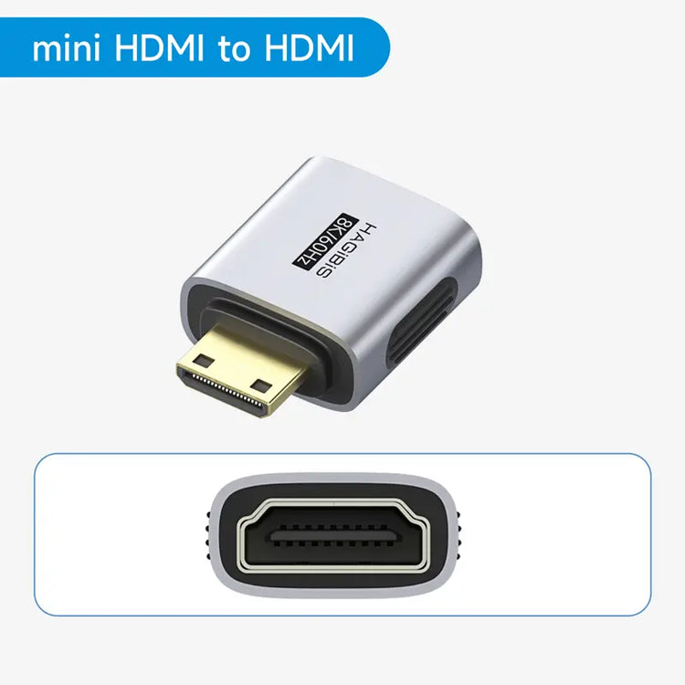 Hagibis Mini HDMI to HDMI Adapter Right Angle 90 Degree Male to Female Mini HDMI Connector L Shape Conventer High Refresh Rate