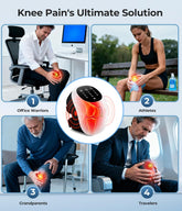 Cordless 360° Knee Massager with 1-Second Heat & Red Light Therapy for Joint Pain Relief, 3 Intensities Ideal for Athletes, Seniors, Active Adults