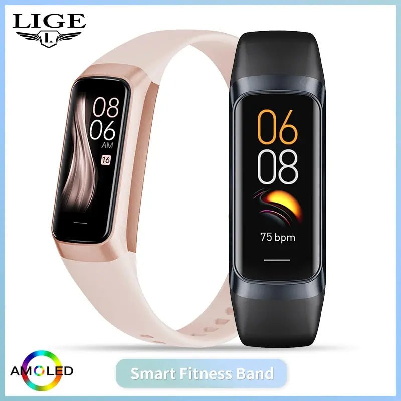 LIGE Amoled Smart Watch Men 2023 Smart Band Women Heart Rate Blood Smartwartch Waterproof Smart Bracelet Sport Fitness Tracker - GBTech
