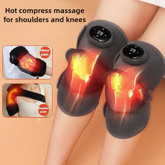 Rechargeable Heated Knee Massager with 3D Adjustable Wrap 5 Heat Levels and Vibration Modes for Arthritis Pain Relief Joint - GBTech