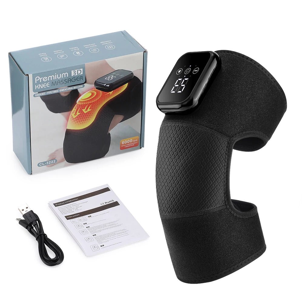 Cordless Electric Knee Massager With Heat And Vibration Extended Knee Pad Heated Knee Brace For Blood Circulation Muscle Relax - GBTech