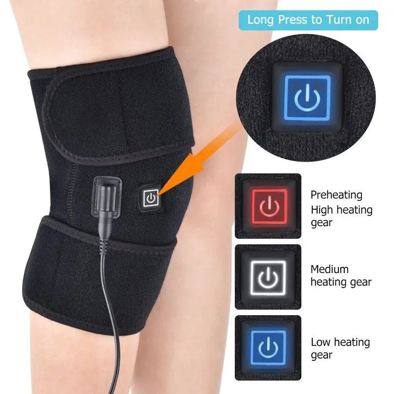 Electric Heated Knee Massager Knee Brace Adjustable Heated Knee Pad Legs Warm Winter Thermal Knee Support Arthritis Pain Relief - GBTech