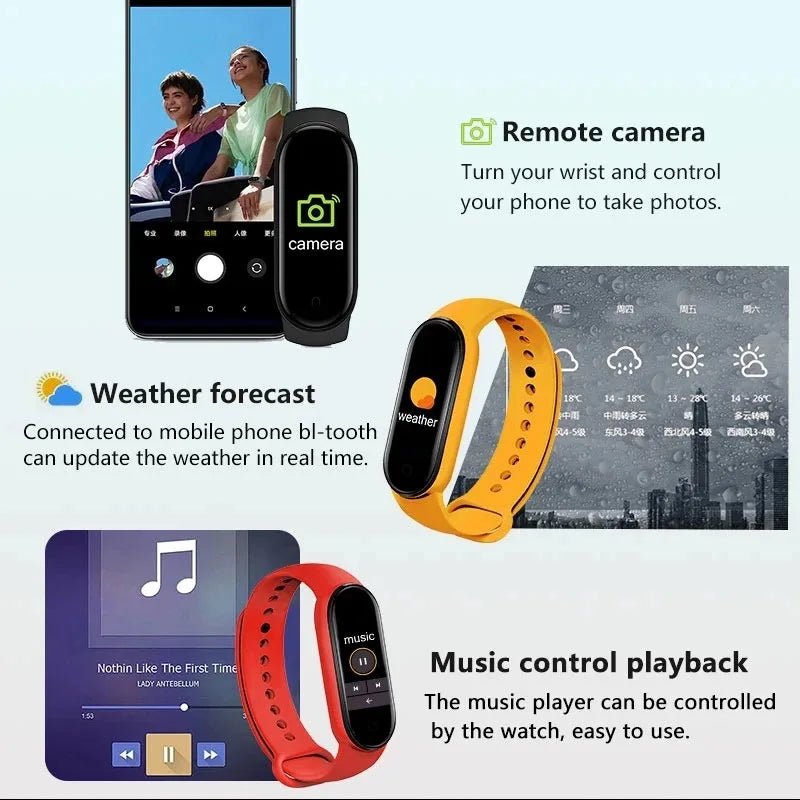 M7 Smart Band Watch Silicone Heart Rate Smart Band Varied Dials Fitness Tracker Blood Pressure Sport Bracelet For Mi Band 7 - GBTech