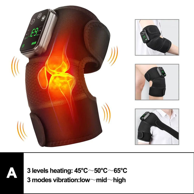 Electric Heated Vibration Knee Massage Pad 3 in 1 Massager for Shoulder Elbow Hot Compress Thermal Joint Brace Muscle Relaxation - GBTech