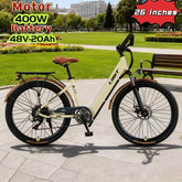 New fashionable E - bike, 26 - inch urban commuter electric bicycle for adults, 400W brushless motor, 48V20AH battery electric moped - GBTech