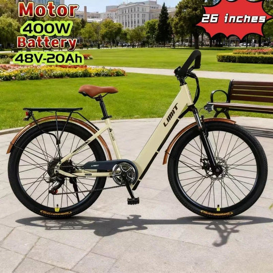 New fashionable E - bike, 26 - inch urban commuter electric bicycle for adults, 400W brushless motor, 48V20AH battery electric moped - GBTech