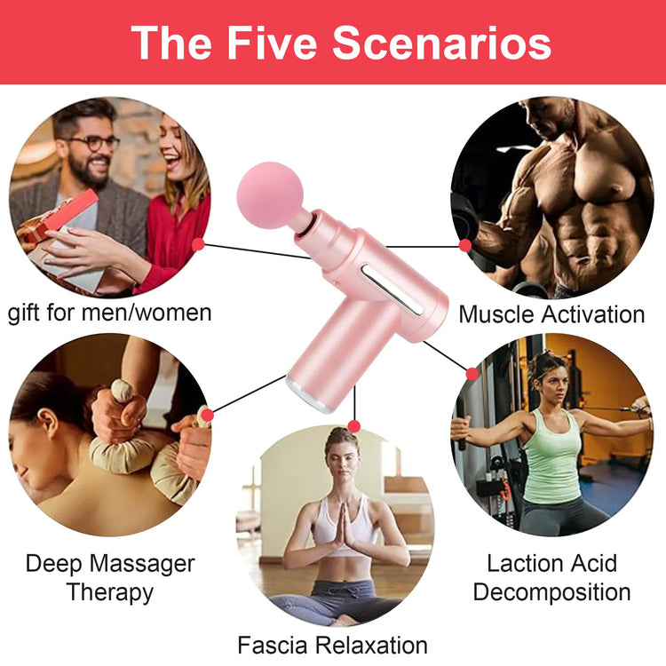 1pc Pink Massage gun Type - C rechargeable percussion on muscles percussion on back of neck head handheld hammer massager athletes - GBTech