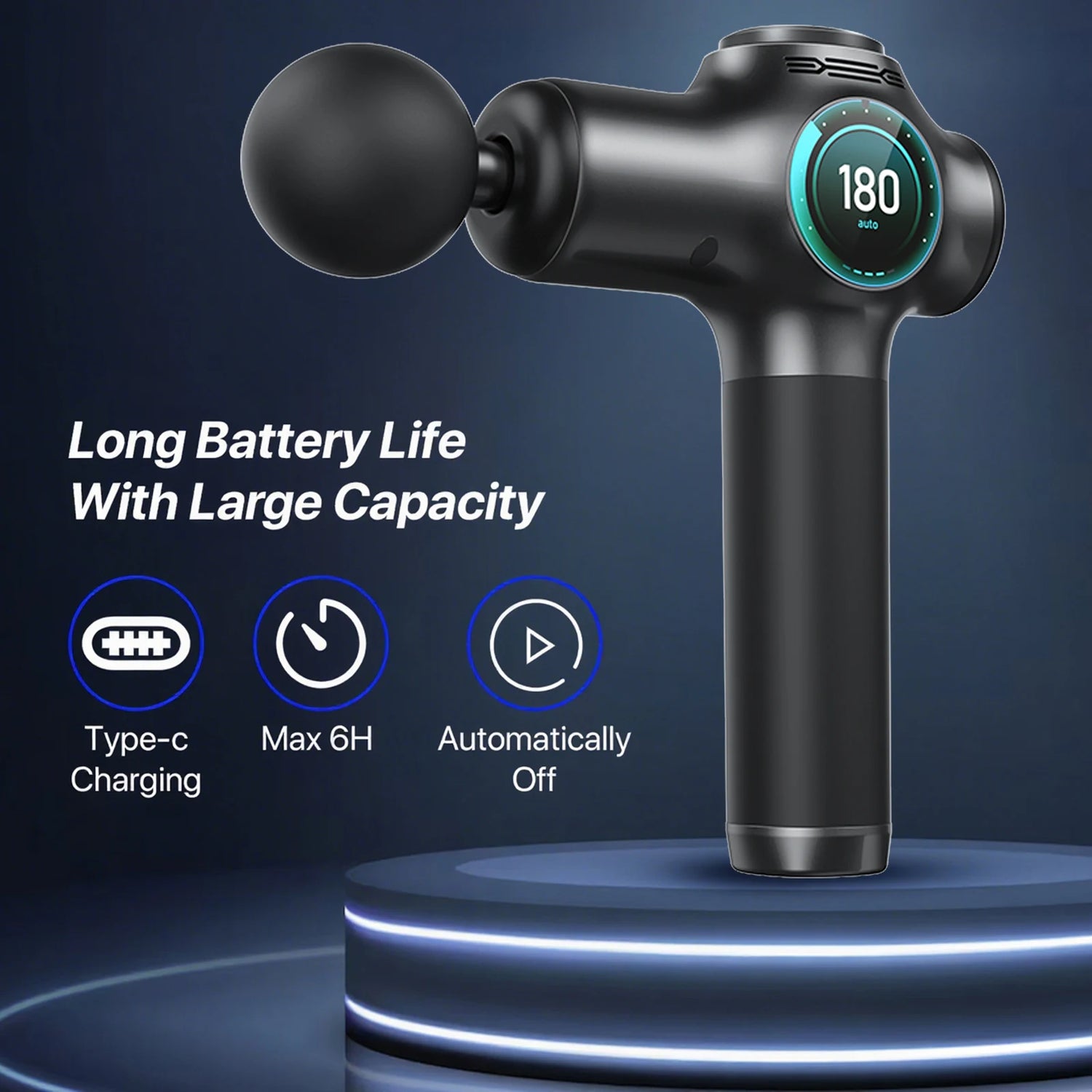 Massage gun，Deep Tissue Massager Gun ，Percussion Massager for Pain Relief with 8 Massage Heads &99 Speeds - GBTech