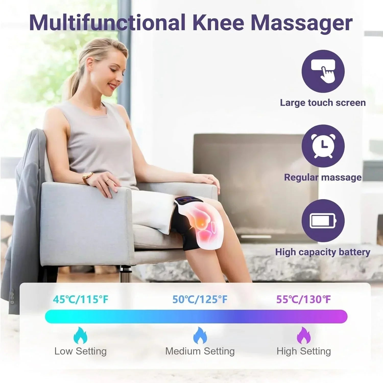 Electric Infrared Heating Knee Massager with Air Pressure And Vibration Physiotherapy Instrument for Knee Pain Relief Rehabilita - GBTech