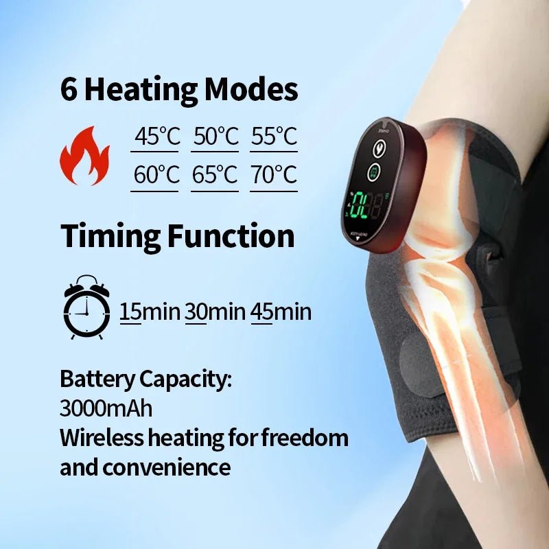 Elbow Massager Electric Heating Rechargeable Vibration Brace Knee Tennis Elbow Shoulder Joint Pain Thermal Therapy Massage Pad - GBTech