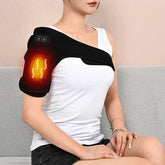 USB Electric Shoulder Brace Heated Knee Massager Vibration Massage Black Support Strap with Adjustable Three Levels of Heating - GBTech