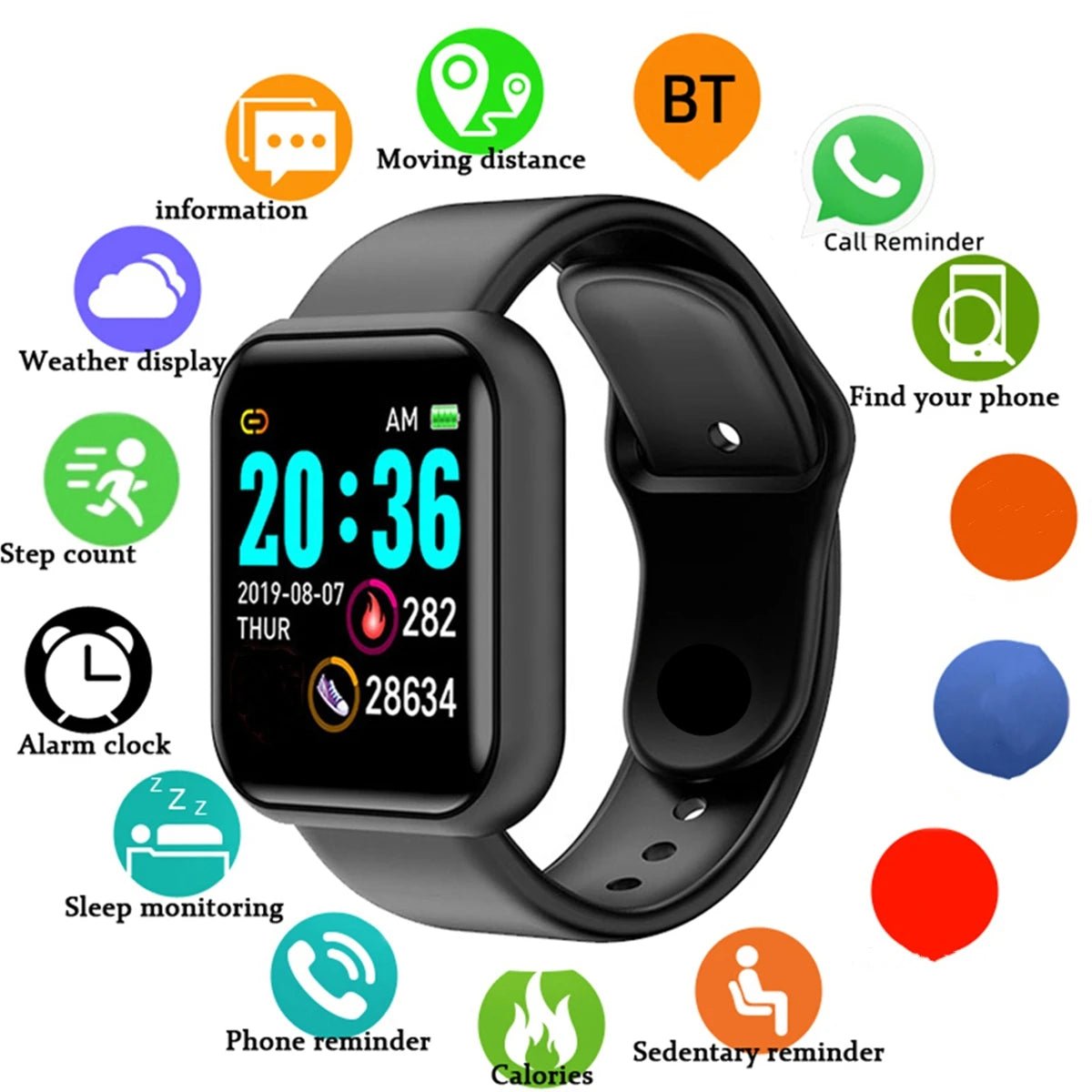 Smartwatch Men Women Wristwatches Smart Watch Message Fitness Monitor Bracelet Birthday Gift Electronic Clock For Android IOS - GBTech