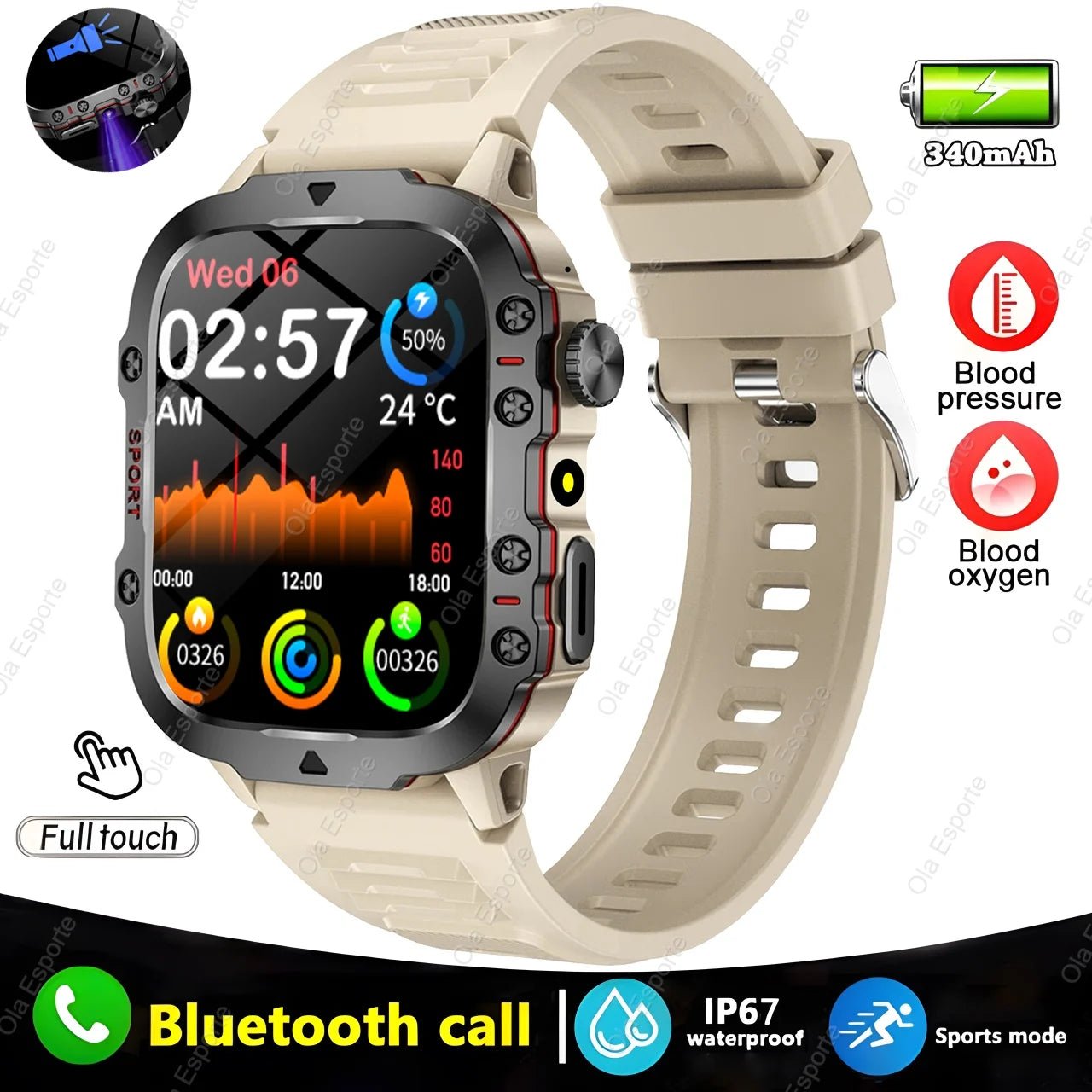 2025 New Military Smart Watch Men IP68 5ATM Outdoor Sports Fitness Tracker Health Monitoring 1.81Inch Bluetooth Calls Smartwatch - GBTech