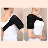 USB Electric Shoulder Brace Heated Knee Massager Vibration Massage Black Support Strap with Adjustable Three Levels of Heating - GBTech
