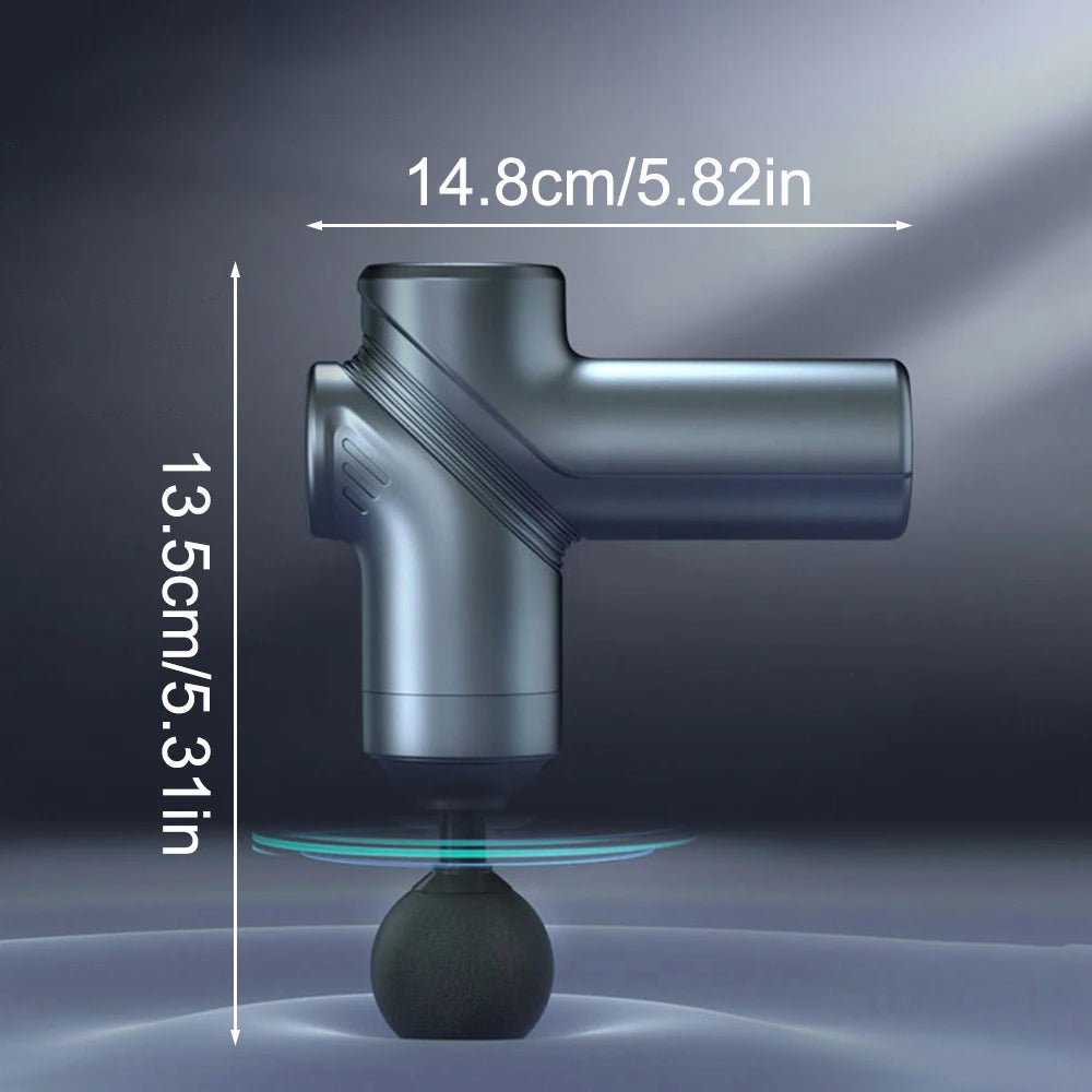 Deep Tissue Mini Massage Gun Muscle Percussion Massager for Athletes 4 Massages Head and 6 Speeds Grey - GBTech