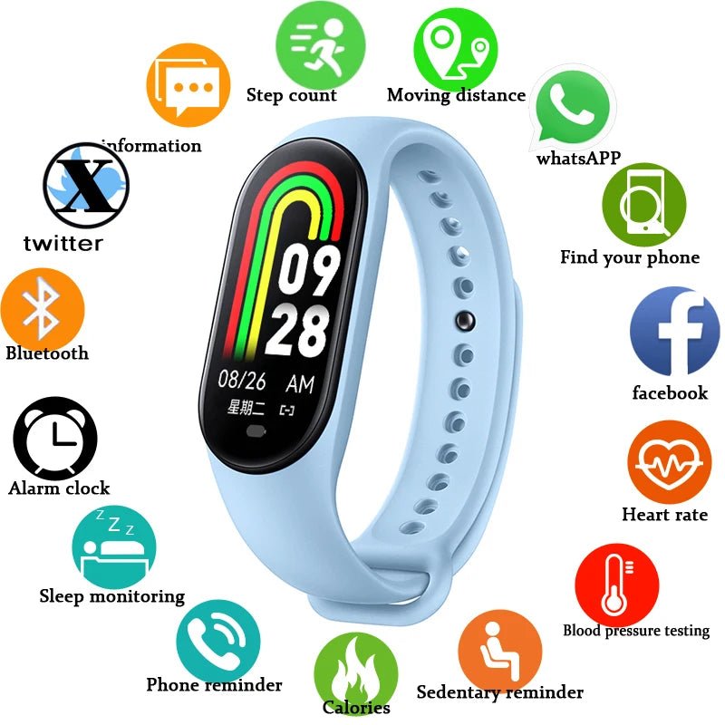 New M6 Smart Watch Men Women Fitness Smart Bracelet Sports Band Heart Rate Blood Pressure Monitor Waterproof Multi for Mi Band 6 - GBTech