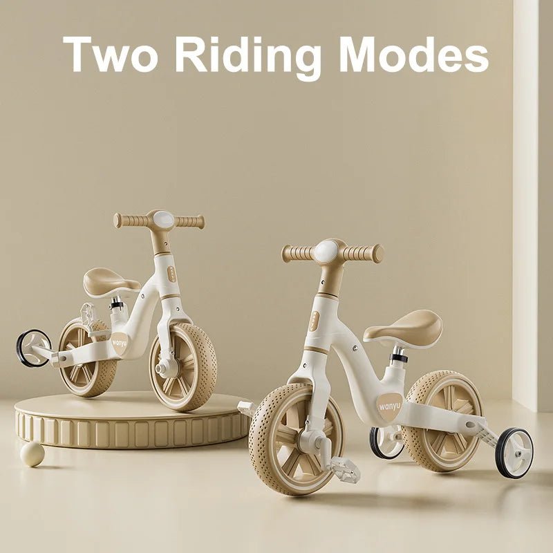 2 - in - 1 Balance Bike Trike Mini Bicycle with Training Wheels Removable Pedal Headlight Adjustable Seat Lightweight Scooter - GBTech