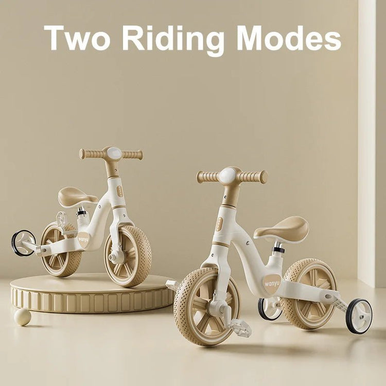 2 - in - 1 Balance Bike Trike Mini Bicycle with Training Wheels Removable Pedal Headlight Adjustable Seat Lightweight Scooter - GBTech