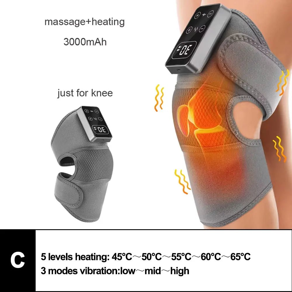 Electric Heated Vibration Knee Massage Pad 3 in 1 Massager for Shoulder Elbow Hot Compress Thermal Joint Brace Muscle Relaxation - GBTech
