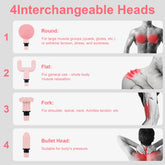 1pc Pink Massage gun Type - C rechargeable percussion on muscles percussion on back of neck head handheld hammer massager athletes - GBTech